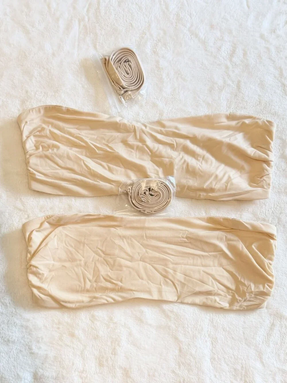 NEW Quince Second Skin Bandeau Bralette in Beige/Nude (2-Pack) - Size: Medium